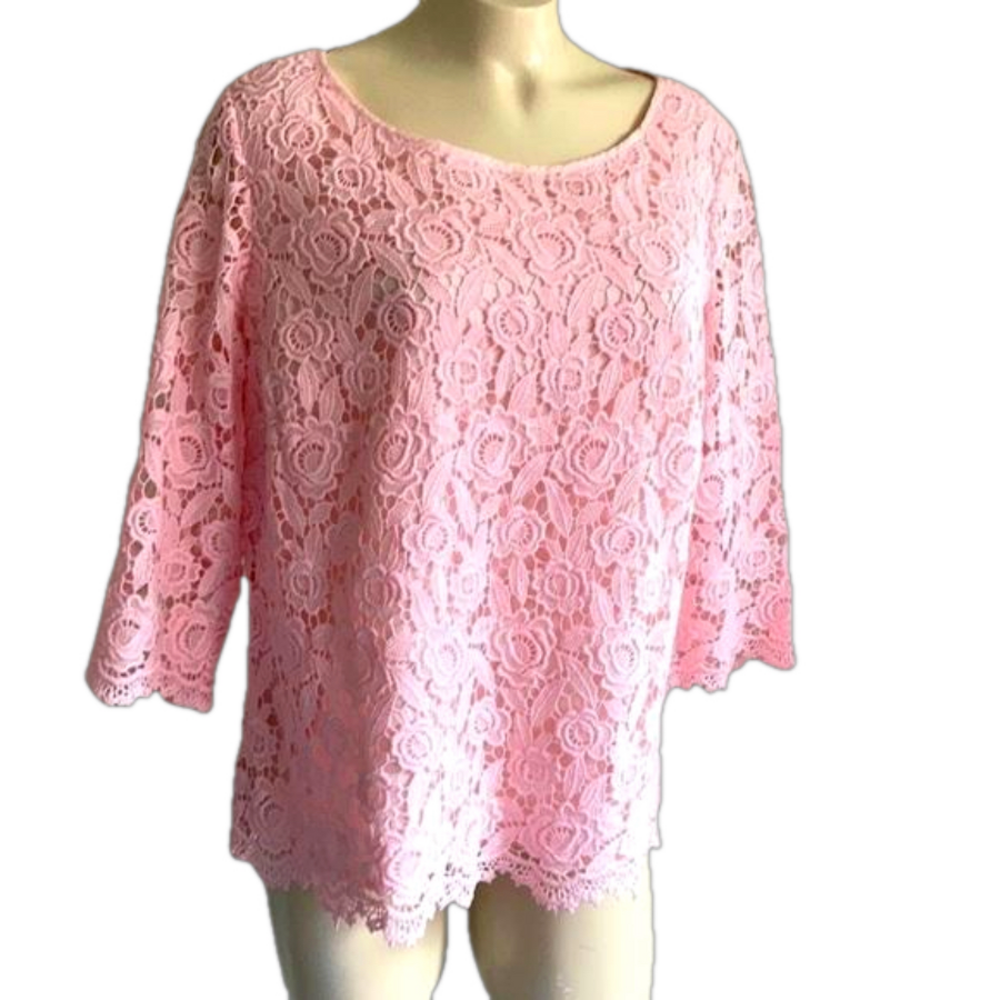 Talbots floral pink Sleeves top . Sz 14W